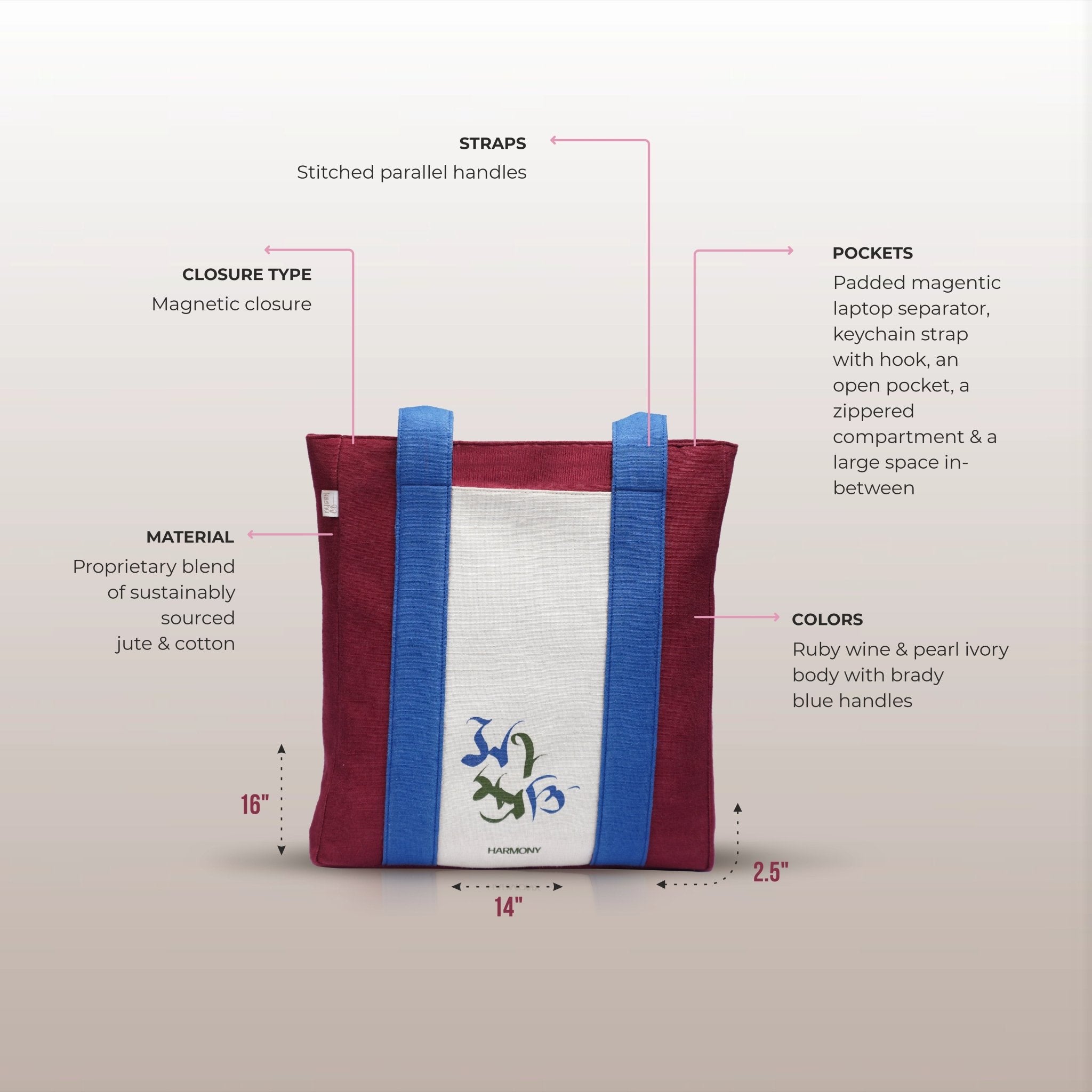 Ruby Reverence Tote - Kaahu
PDP label: DIMENSIONS