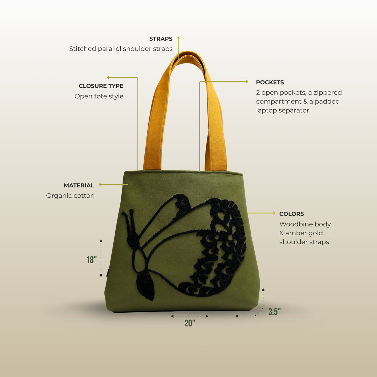 Flutter Butter Tote - Kaahu
PDP label: DIMENSIONS