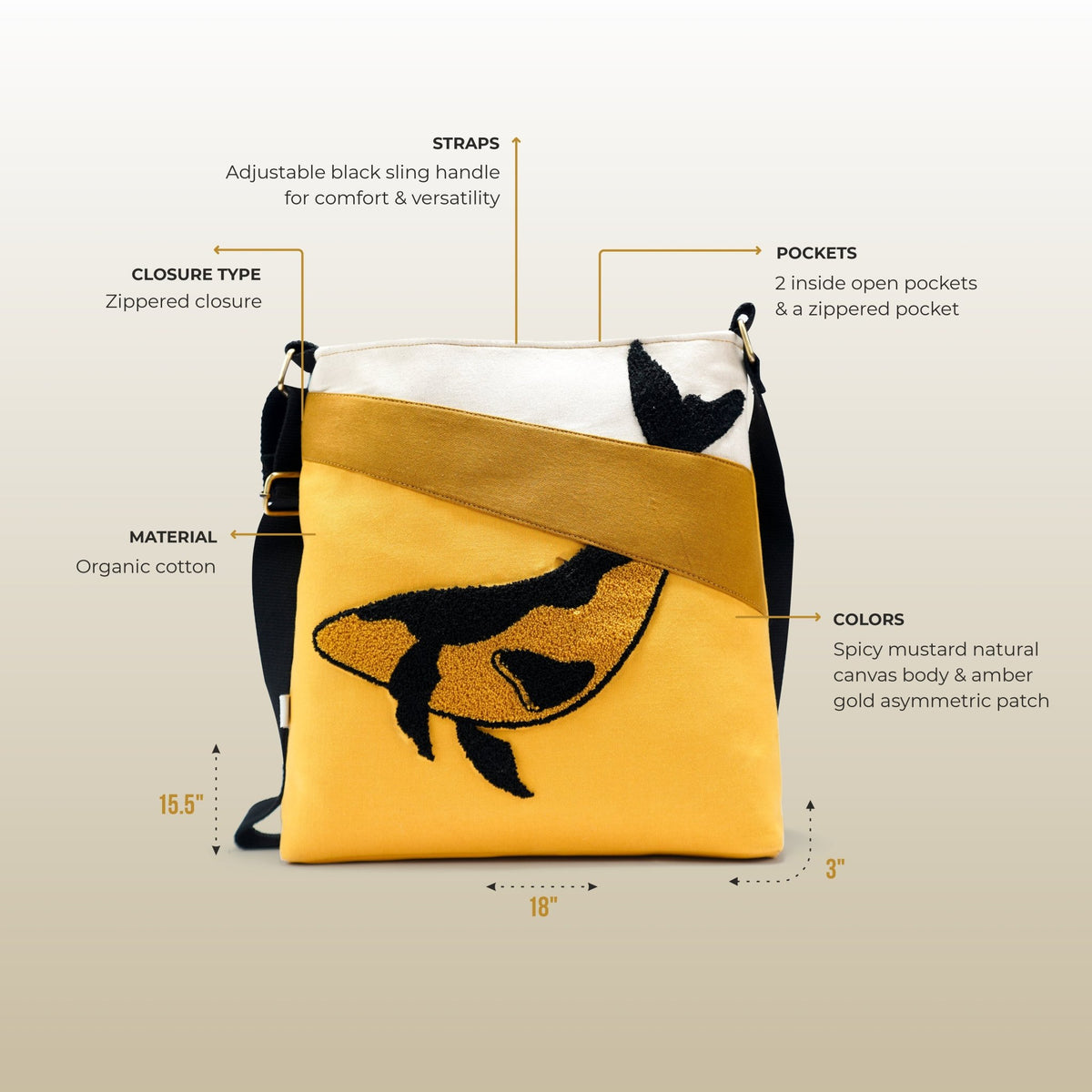 Golden Orca Tote - Kaahu
PDP label: DIMENSIONS