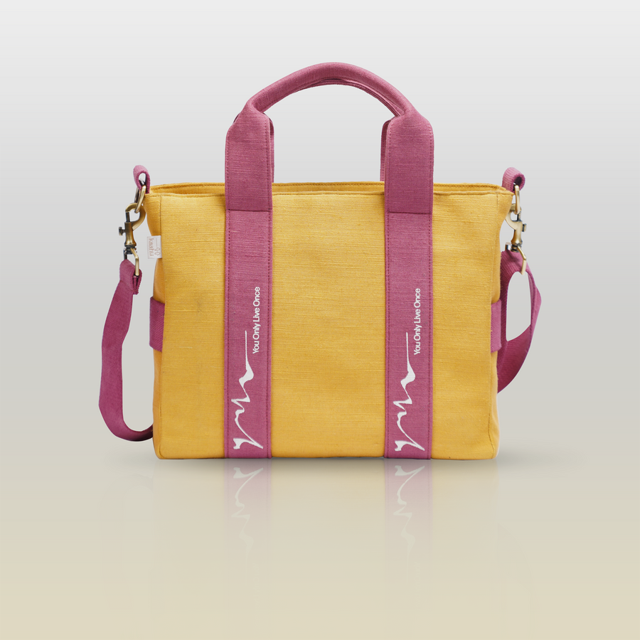 Sustainable Jute Yellow Golden Pulse Messenger Bag | Kaahu