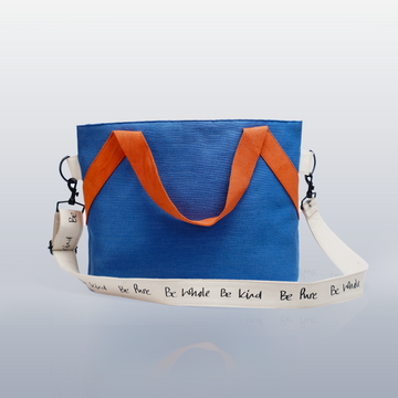 Sustainable Jute Blue Motion Messenger Bag | Kaahu