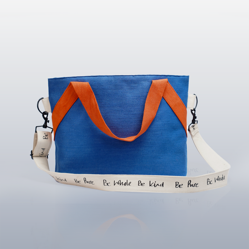 Sustainable Jute Blue Motion Messenger Bag | Kaahu