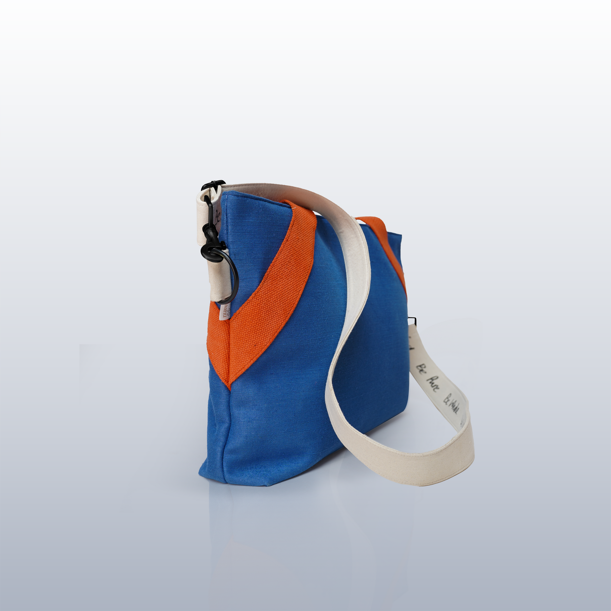 Sustainable Jute Blue Motion Messenger Bag | Kaahu